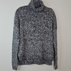 Old Navy Women’s Marled Turtleneck Sweater Black White Knit Small